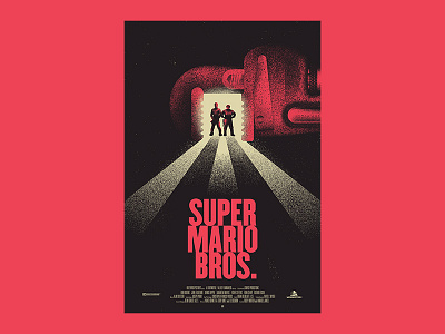 Super Mario Bros. bigger picture show film fest illustration indianapolis indy mario movie poster stipple texture