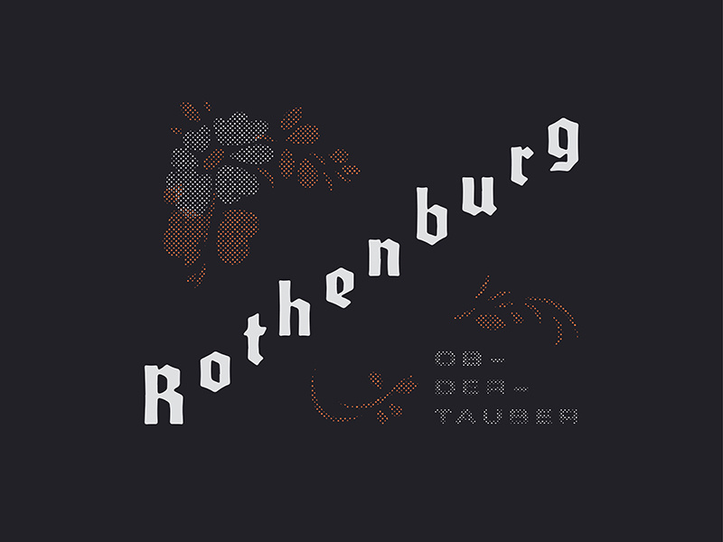 Rothenburg typography halftone illustration germany type