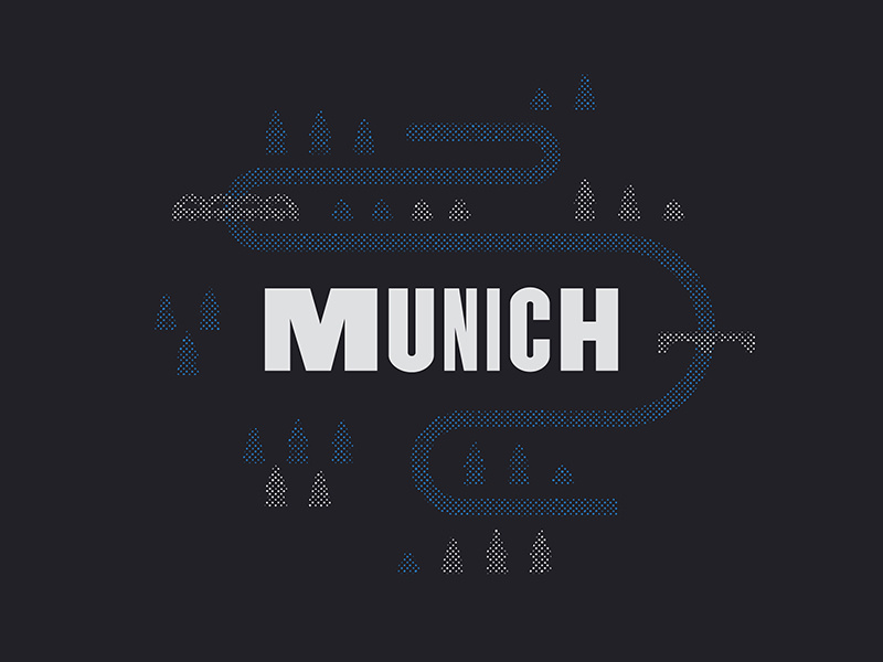 Munich munich germany typography type halftone illustration