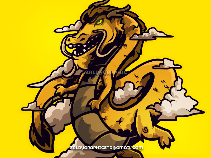Golden Dragon - Mascot Logo by zaldy graphic on Dribbble