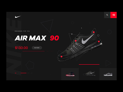 Nike Sneaker Detail Page Design colors dark design header illustration nike nike air nike air max nike running sneakers ui ui ux uidesign ux ux ui ux design ux ui vector