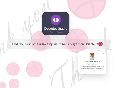 Thank you Card decodes studio dribble dribble invite hello dribble hello world hellodribbble player studio thank you thank you card thankyou ui ui design