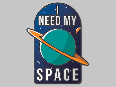 I Need My Space - Sticker Design adobe badge color design graphic illustrator lines logo moon space stars type typography vector