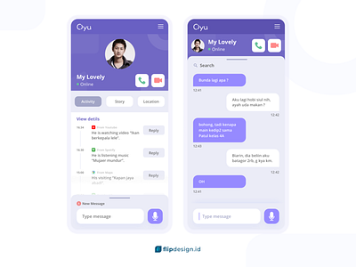 Chatting app for couples blue chat chat app chatting app couples design flat icon mobile mobile app mobile ui purple ui ux vector web