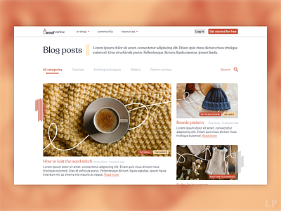 Blog posts page blogs branding knitting website
