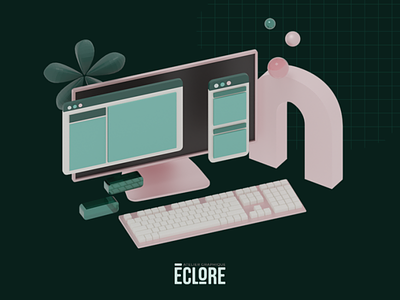 Eclore - Web Design 3D Illustration 3d blender branding illustration