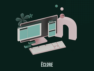 Eclore - Web Design 3D Illustration 3d blender branding design graphic design illustration