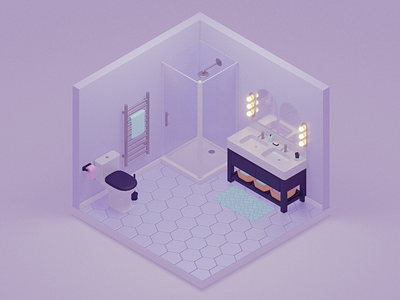 Pocket Rooms - Bathroom 3D Illustration 3d 3d blender 3d illustration blender cosy cute illustration low poly