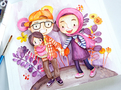 Love Family cut family handdraw illustration love mix mixmedia paper papercut parent watercolor