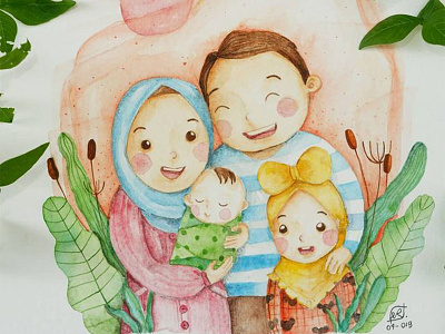 New Baby Born baby born daddy family handdraw happy illustration love mommy newborn parent watercolor