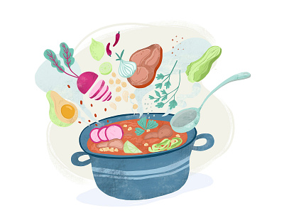 Pazole Handrawn Illustration handdraw illustration mexican pazole soup vegetable