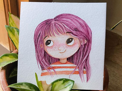 Purple Girl girl handdraw handrawn illustration purple watercolor