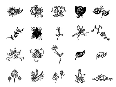 Hand Drawn Floral Elements 3 element floral flower handdraw illustration leaf sketch