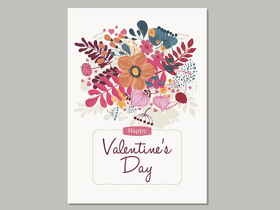 Valentine's Day Greeting Card design floral flower greetingcard handdraw template design valentine day vector