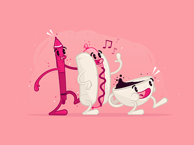 We are Spaza Studio! coffee food fun hotdog illustration illustrator pen pink vector wacom
