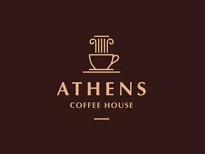 Athens Coffee House ancient athens cafe coffee cup greece hot house logo logotype lounge pillars