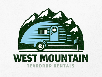 West mountain adventure east logo logotype mountain rental rv rving teardrop trailer west
