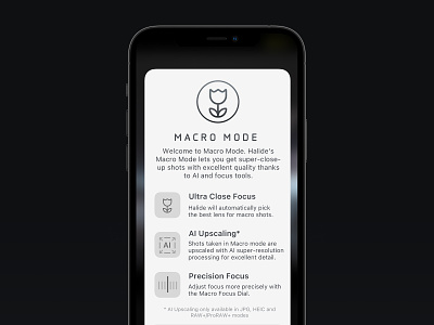 Halide for iPhone — Macro tutorial card