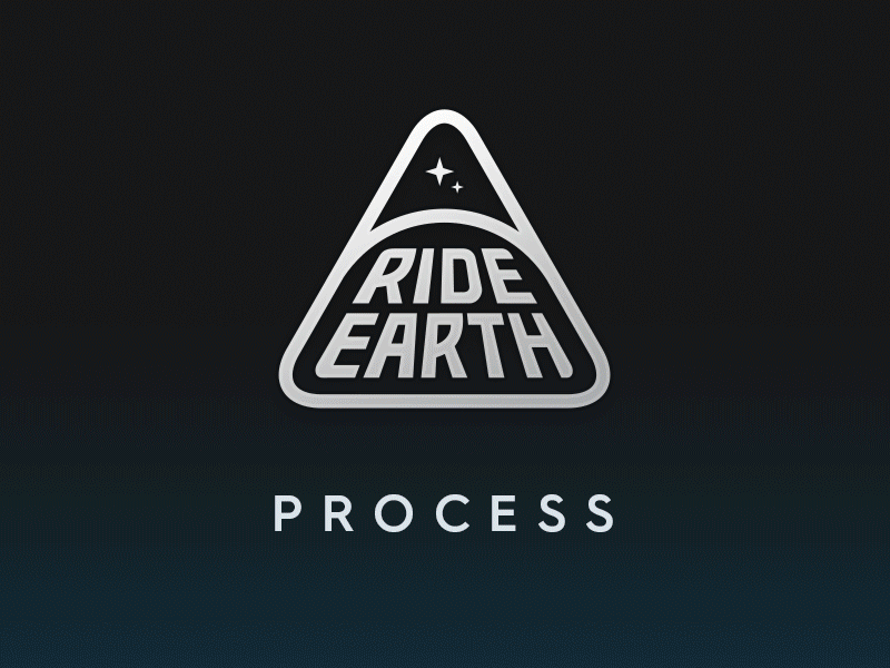 Process: Ride Earth adventure animation crest earth gif logo motorcycles process rideearth sketches space triangle
