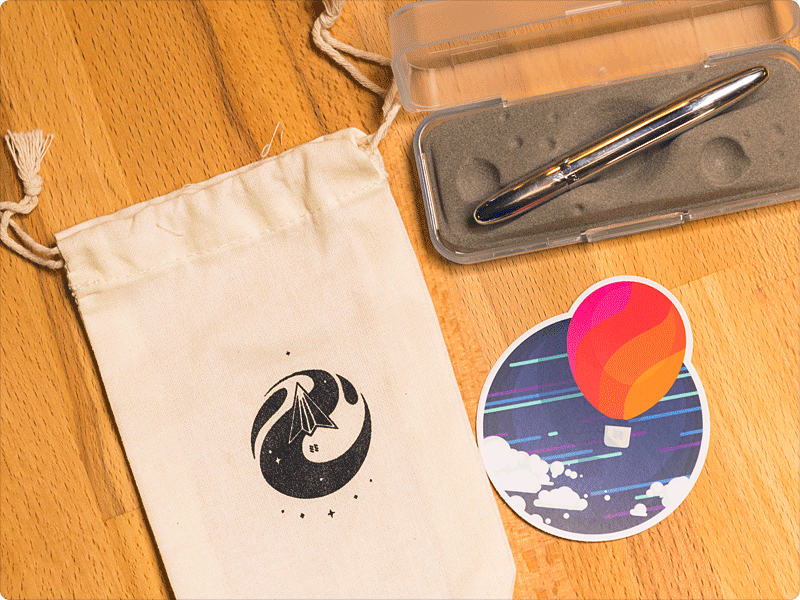 Nylas New Space merch! balloon new nylas paper plane planet process sketch soma space stars