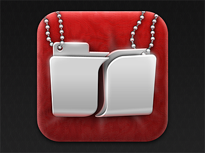 Here, File File icon grey icon iphone metallic red reflections satin
