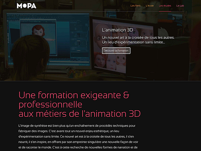 MOPA — CG School & 3D animation — Website clean desktop education flat interface school simple user interface web website