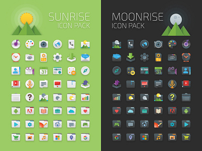 Moonrise / Sunrise Icon Pack adaptivesoul design emblem graphic design icon icons logo logo design moonrise sunrise system