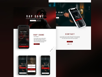 Rapgame app black design rap red typography ui ux designer web webdesign