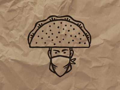 Taco Bandit Icon Mark (To-Go Box Stamp) stamp mark restaurants mexican food bandit taco icon logo
