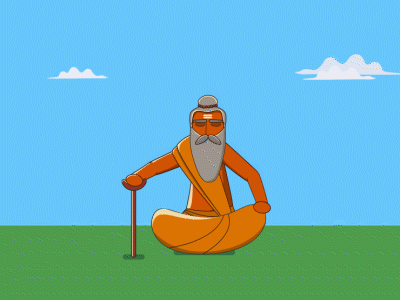 Dhyan (Meditation) 2019 2danimation aftereffects animation butterfly design funny gif illustration india levitation meditation sadhu sage vector
