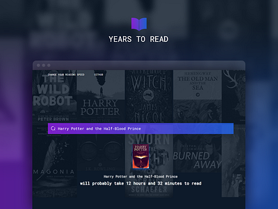 Years To Read book books gradient reading time search ui