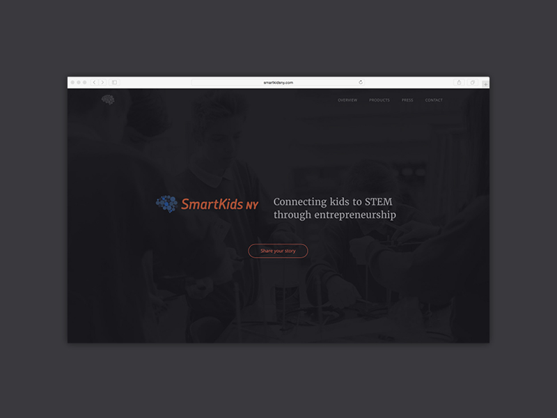 SmartKidsNY dark homepage simple stem ui website
