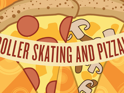 Roller Skating and Pizza illustrator pizza roller skates vector