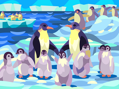 Baby penguins arctic art babies birds cartoon design digital drawing illustration landscape pinguin vector