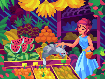 Sweet fruits art cartoon character design digital girl graphic illustration vector