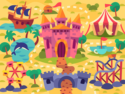Amusement park art cartoon design digital illustration vector