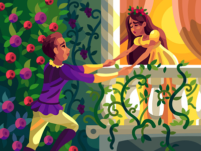 Romeo and Juliet art cartoon character design digital illustration vector