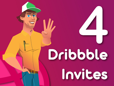 4 invitations cartoon character design dribbble invite new