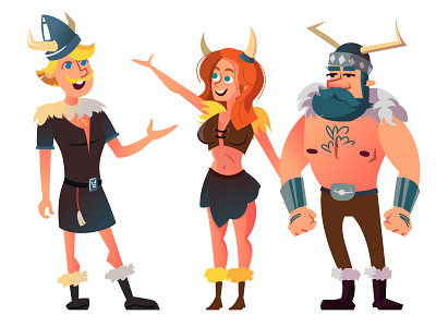 Vikings art cartoon character design graphic illustration vector viking