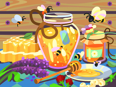 honey art bee cartoon design digital honey illustration vector
