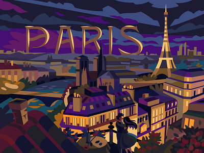 Paris art cartoon cityscape design digital illustration landscape paris vector