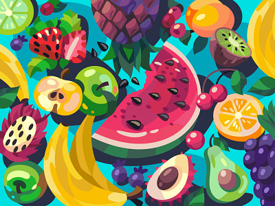 Fruits art cartoon coloring book design digital food fruits illustration vector