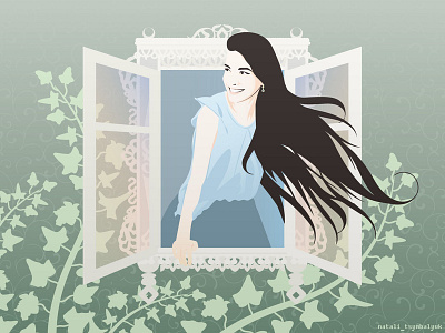 Girl in the window girl illustraion illustrator ivy vector window иллюстрация