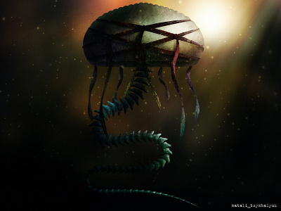 fantasy гриб змея иллюстрация медуза позвоночник фотошоп