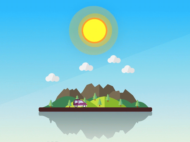 Road Trip - Part 01 after effects cycle daytime design graphic loop motion graphics road trip sun vector