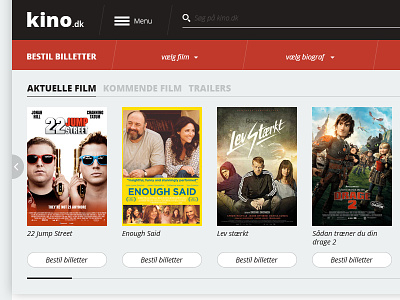 Kino.dk - new front page design front page kino.dk layout movie theaters movies redesign web web design