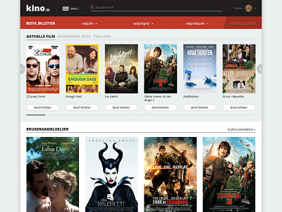 Kino.dk - Front page redesign design flat front page kino.dk layout movie theaters movies redesign web web design