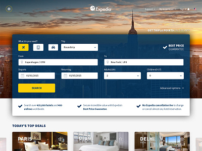 Expedia front page redesign