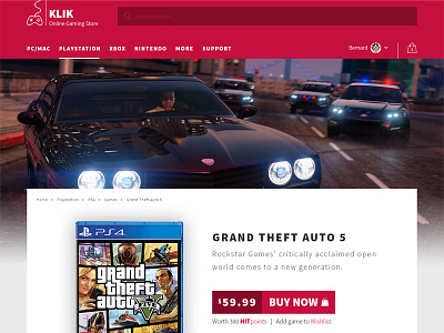 KLIK Online Gaming Stor design flat gaming online store photoshop product page