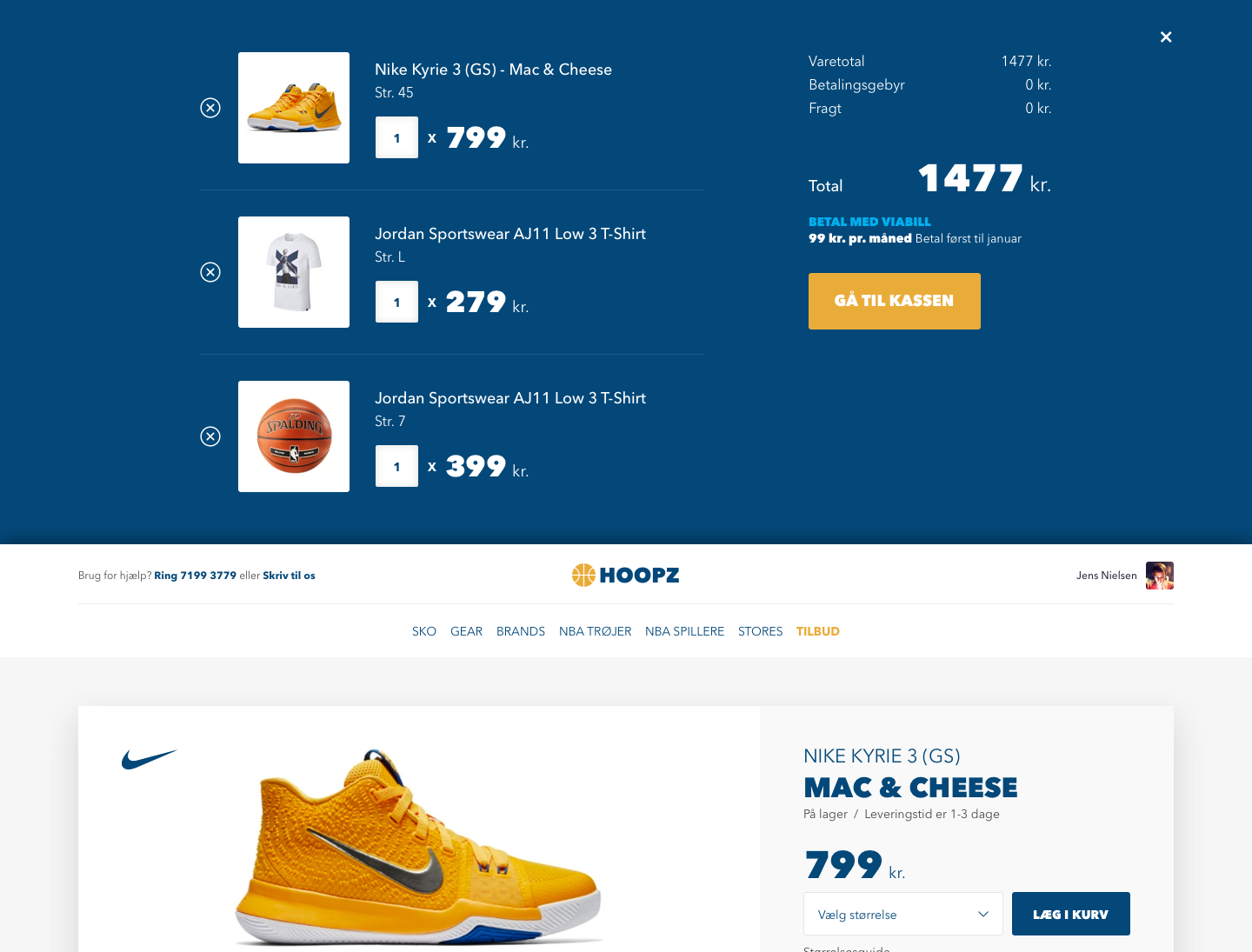Hoopz productpage view cart